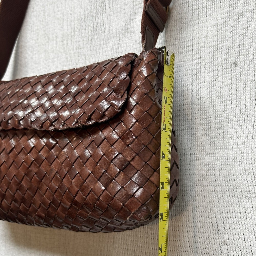 Loeffler Randall Woven Leather Shoulder Bag Brown Purse Wide Strap Adjustable - Picture 10 of 16